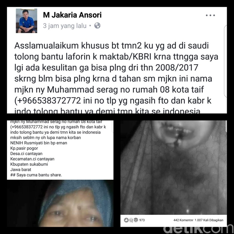 Foto TKW Asal Sukabumi Bercucuran Darah Viral di Medsos Foto TKW Asal Sukabumi Bercucuran Darah Viral di Medsos