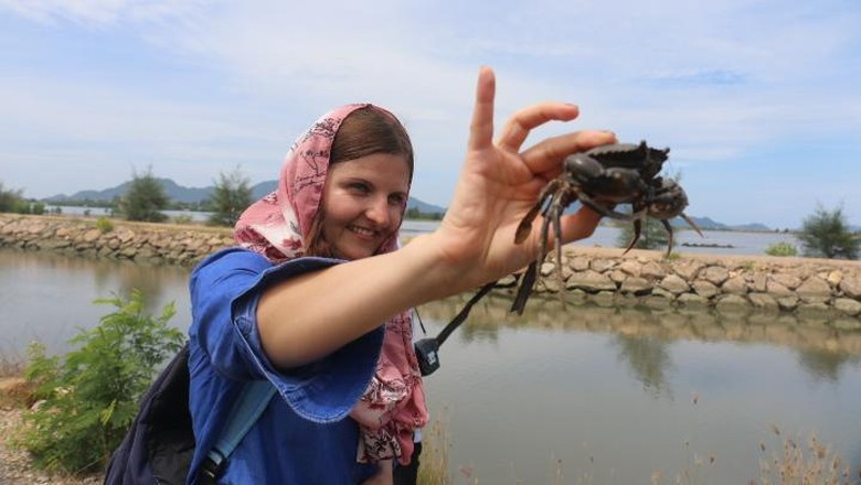 Foto: Turis bule ikut menangkap kepiting di Banda Aceh (Agus Setyadi/detikTravel) Foto: Turis bule ikut menangkap kepiting di Banda Aceh (Agus Setyadi/detikTravel)