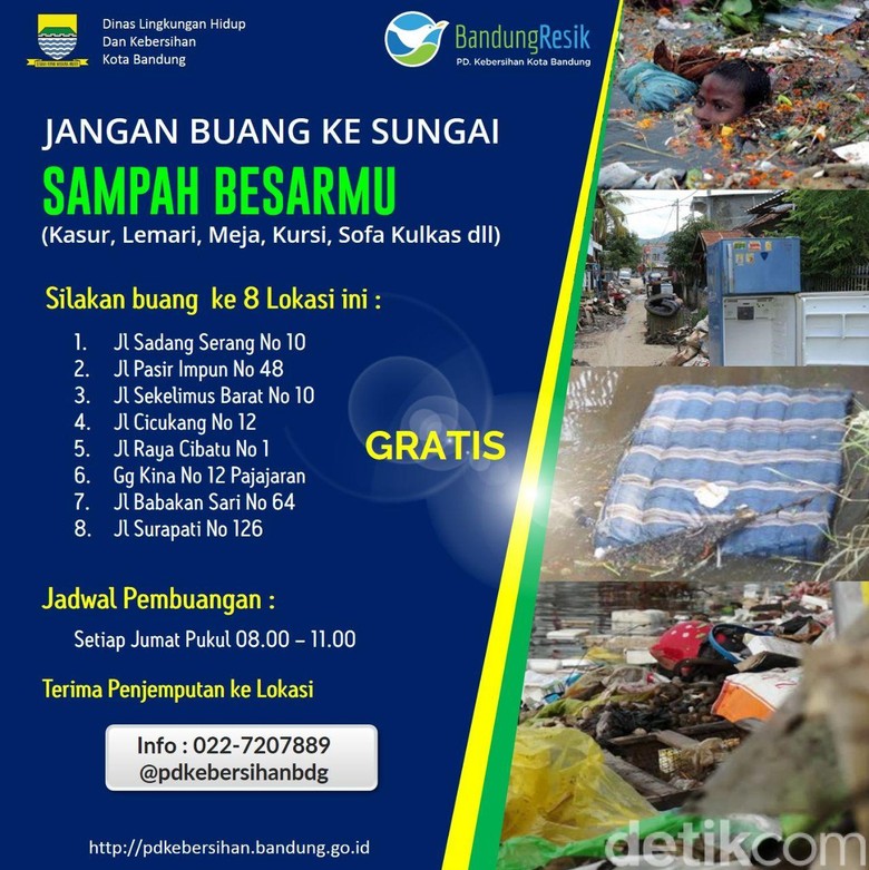 Cegah Buang Kasur ke Sungai, Pemkot Bandung Jemput Sampah Gratis