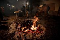 Apinya berasal dari kayu dan jerami yang dibakar (Juan Medina/Reuters)