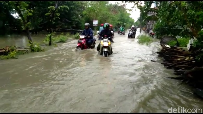 Jalan dan Tambak di Lamongan Terendam Banjir Luapan Bengawan Njero Jalan dan Tambak di Lamongan Terendam Banjir Luapan Bengawan Njero