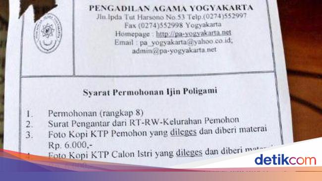 12 Syarat Poligami Di Pengadilan Agama Yogya Beredar Di Medsos