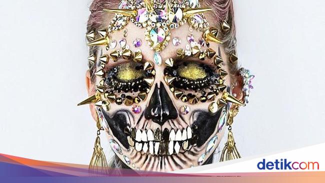 Foto: Seramnya Makeup Bentuk Tengkorak yang Viral di Instagram