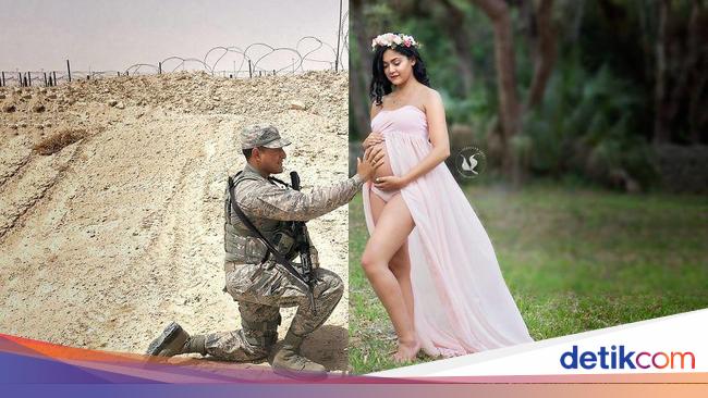 Cara Romantis Istri Yang Tengah Hamil Foto Bareng Suami Tentara