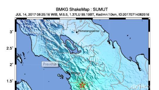 Penjelasan BMKG Soal Gempa Di Padangsidimpuan