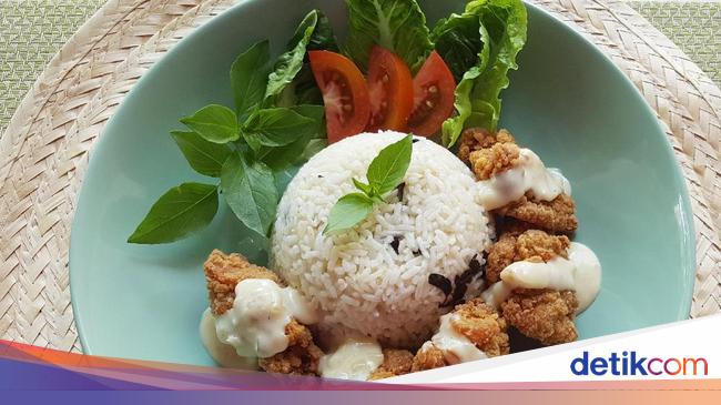  Resep Ayam Fiesta Karage with Garlic Rice and Cheese Sauce