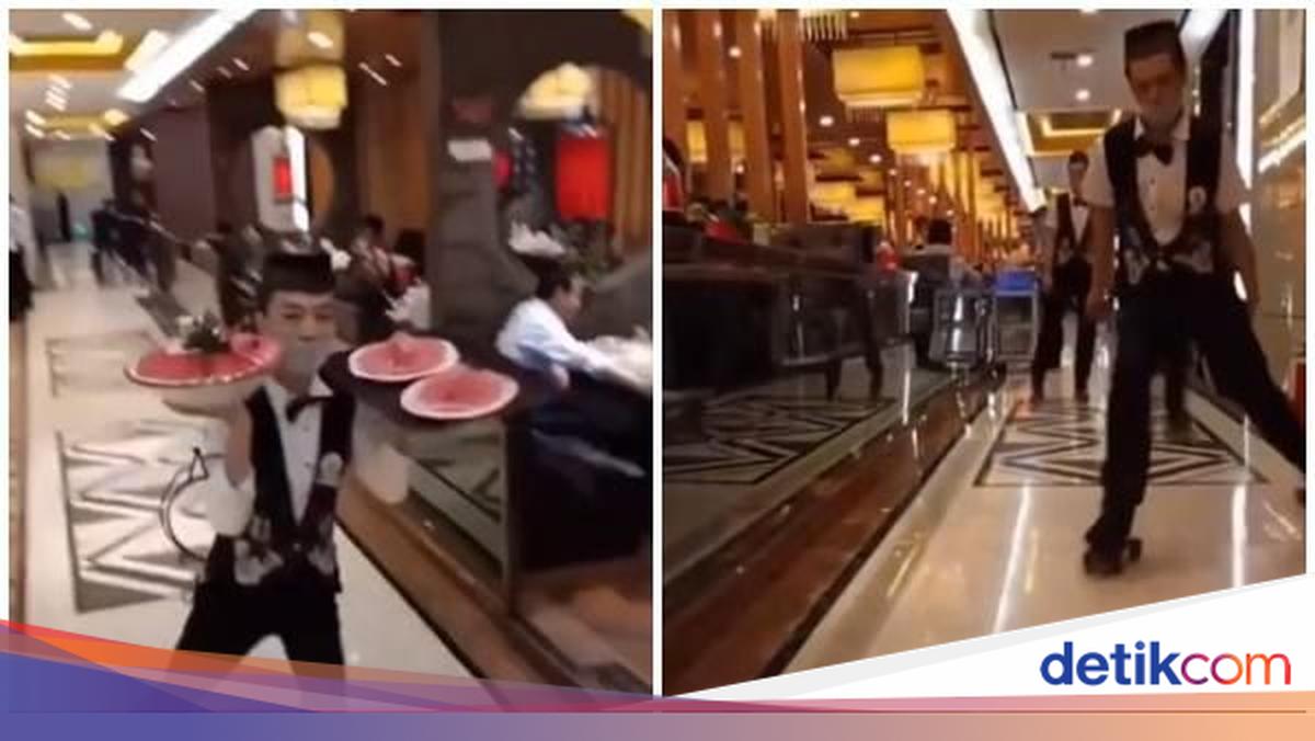 Gaya Akrobat Pelayan Restoran Ini Pakai Sepatu Roda Untuk Antarkan Makanan