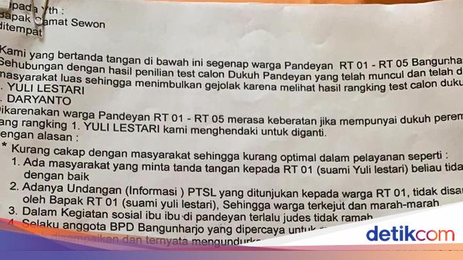 Ini Dia Isi Surat Penolakan Warga Terhadap Kadus Perempuan