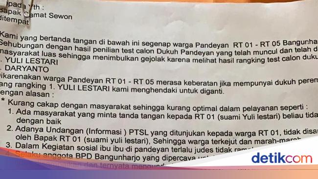 Ini Dia Isi Surat Penolakan Warga Terhadap Kadus Perempuan