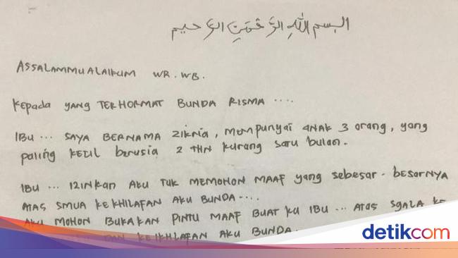 Ini Isi Surat Permintaan Maaf Yang Ditulis Zikria Dzatil Untuk Risma