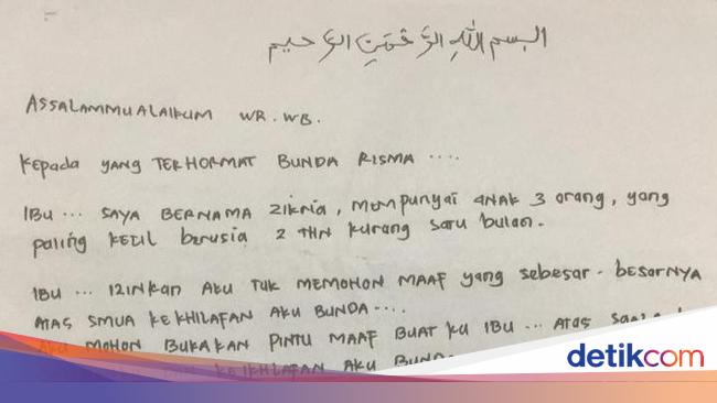 Ini Isi Surat Permintaan Maaf Yang Ditulis Zikria Dzatil