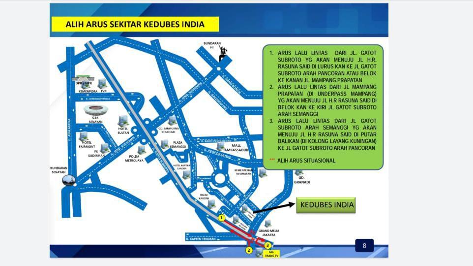 Catat! Ini Pengalihan Arus Di Sekitar Kedubes India Jelang Aksi 212-FPI