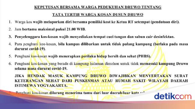 Tangkal Corona Dusun Di Bantul Ini Larang Anak Kos Pulang Kampung