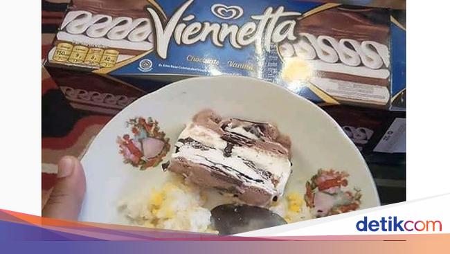Penistaan Netizen Makan Es Krim Viennetta Pakai Nasi