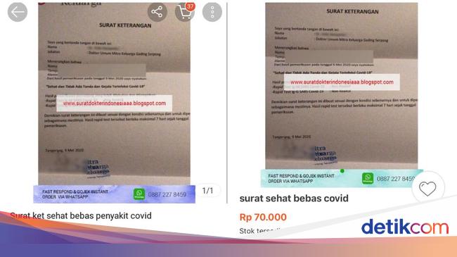 Viral Surat Sehat Bebas Covid 19 Dijual Rp 70 Ribu Di Lapak