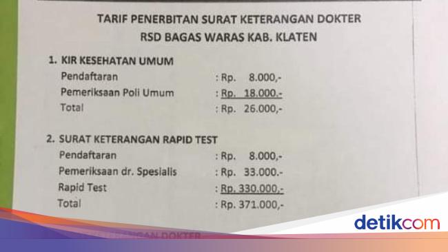 Beredar Tarif Penerbitan Surat Keterangan Dokter Di Klaten