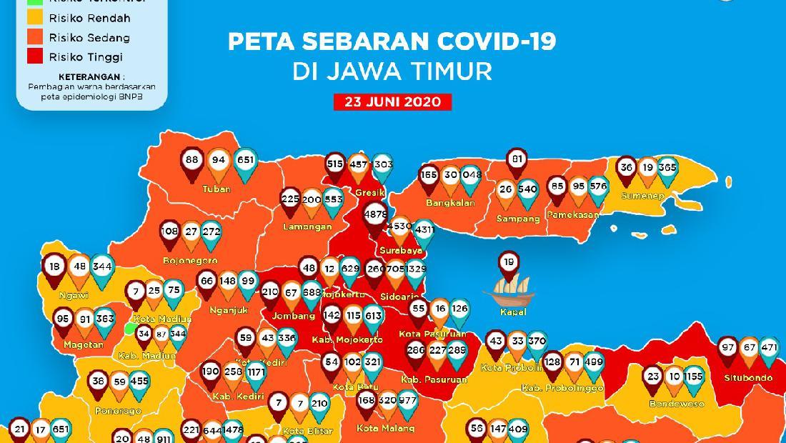 Kasus COVID-19 Di Jatim Tembus 10.092, 7 Daerah Berstatus Zona Merah