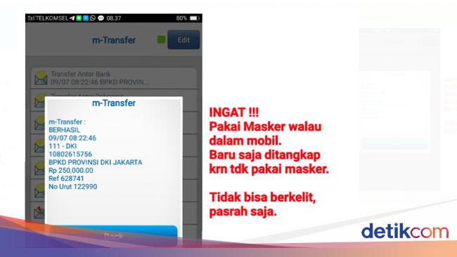 Tak Pakai Masker Didenda Rp 250 Ribu Pengendara Banyak Yang Coba Nego