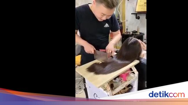  Potong  Rambut  Pakai Pisau Daging dan Talenan Hasilnya Keren