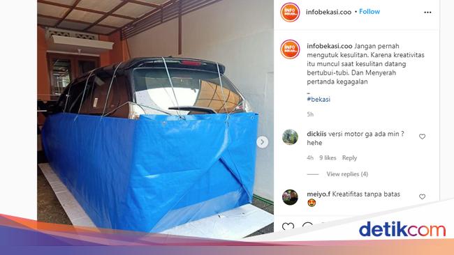 Kreatif Mobil  Anti Banjir  Dibungkus Terpal Netizen 