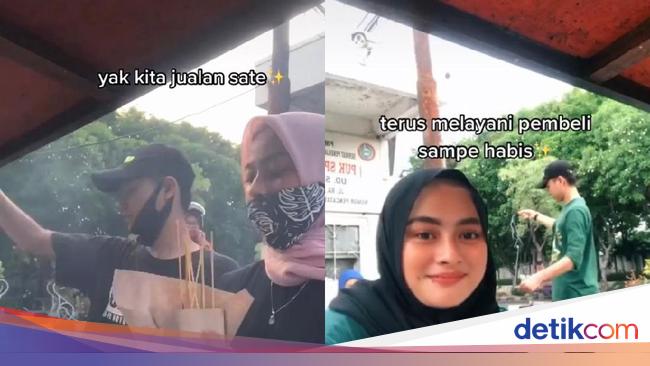 Keren Wanita Cantik Ini Setia Temani Pacar Jualan Sate Madura