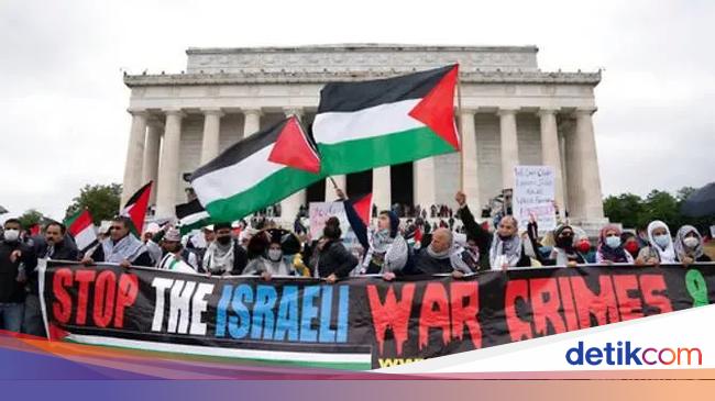 Massa Pro Palestina Di Washington Minta As Hentikan Bantuan Ke Israel