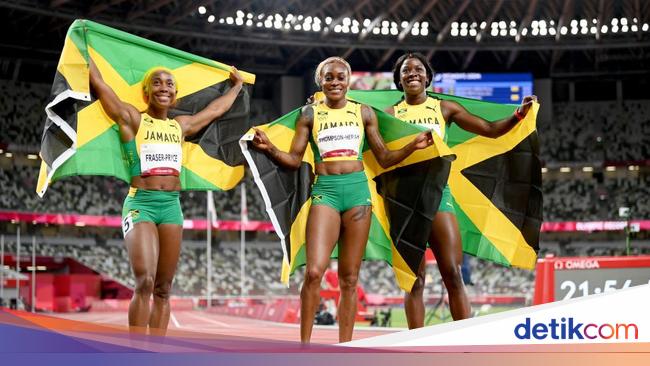 Jamaica Sweeps Women’s 100-meter Run Medal!