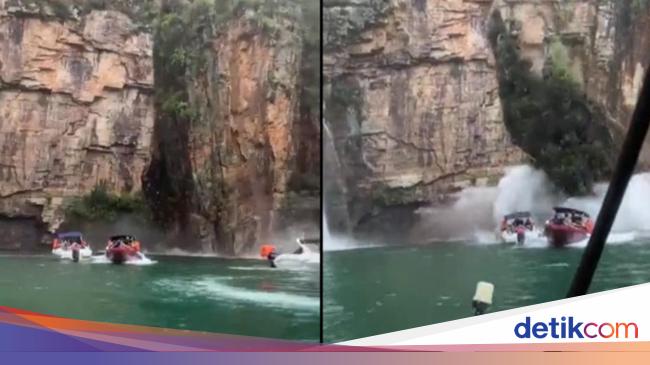 Horror!  The Seconds of a Tourist Ship Collapsed by a Cliff in Brazil