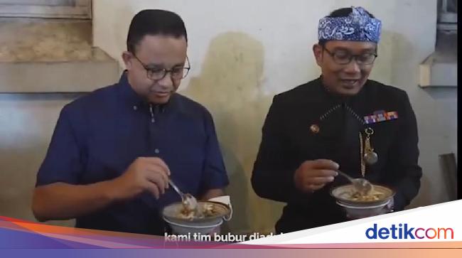 Mr. Ganjar was flicked by Anies while eating porridge with Ridwan Kamil