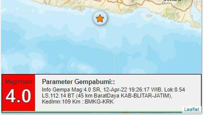 Dua Gempa Guncang Jatim Hari Ini