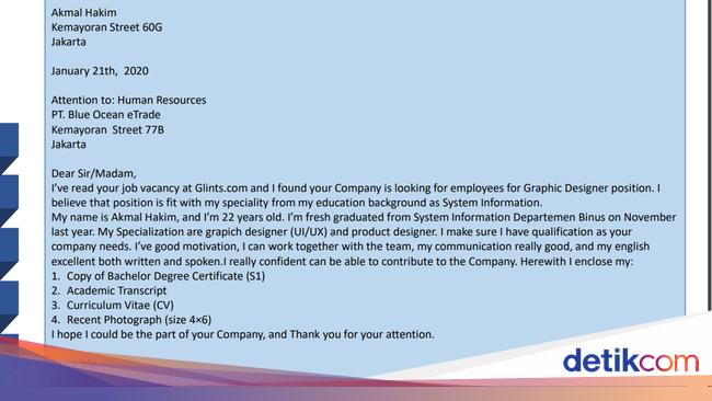 5 Contoh Application Letter Bahasa Inggris Singkat yang Benar dan Artinya