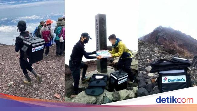 Nuts!  This climber orders pizza on top rated of the mountain, the shipping and delivery rate is 4.3 million IDR!