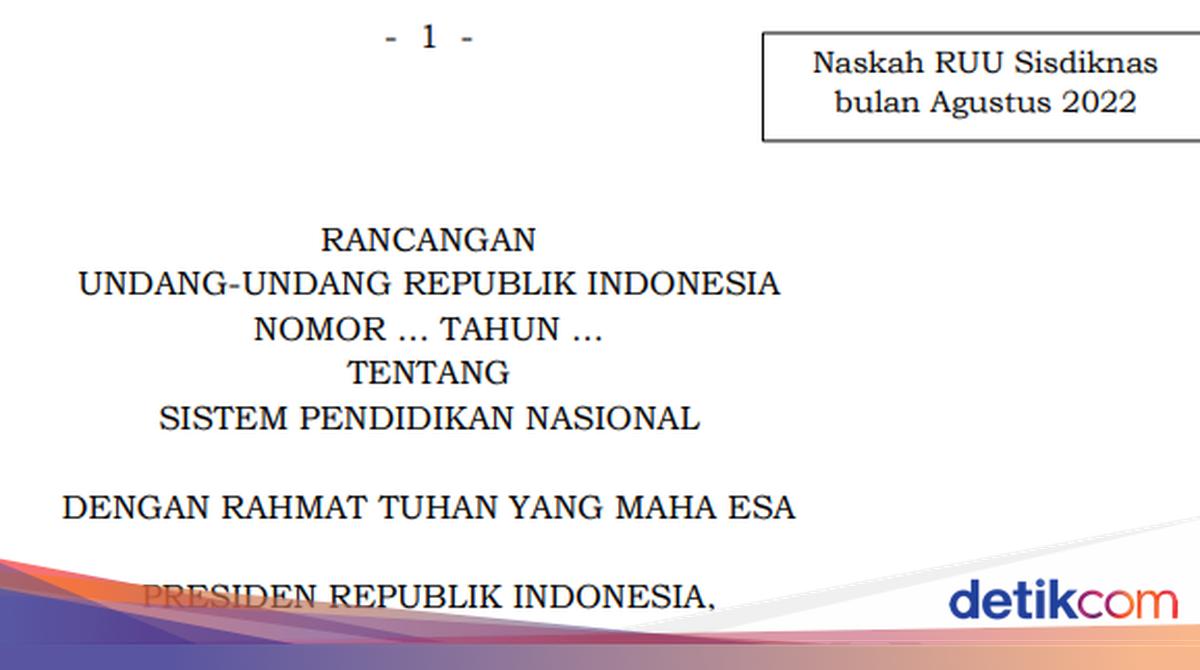 Link RUU Sisdiknas Versi Agustus 2022, Ayo Cermati dan Beri Masukan