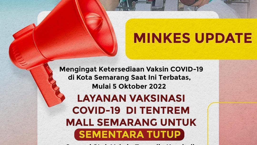 Stok Vaksin COVID-19 Di Semarang Menipis, Sentra Vaksinasi Tutup Sementara