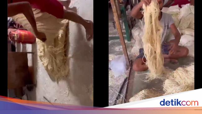 Disgusting!  This noodle making is done on the floor and stirred with bare hands