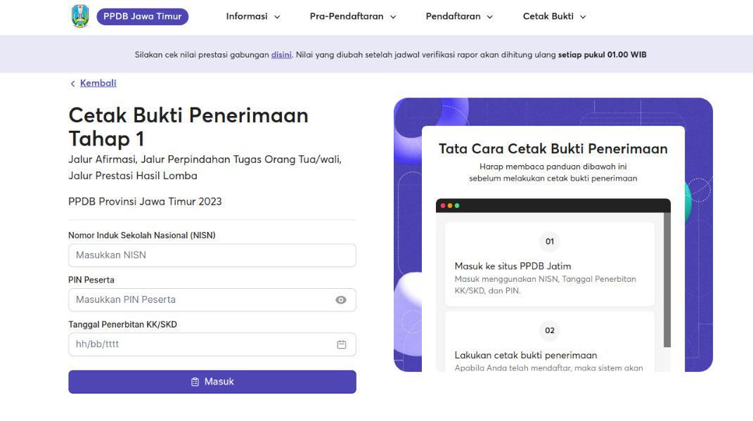 Link Dan Tata Cara Cetak Bukti Penerimaan PPDB Jatim 2023