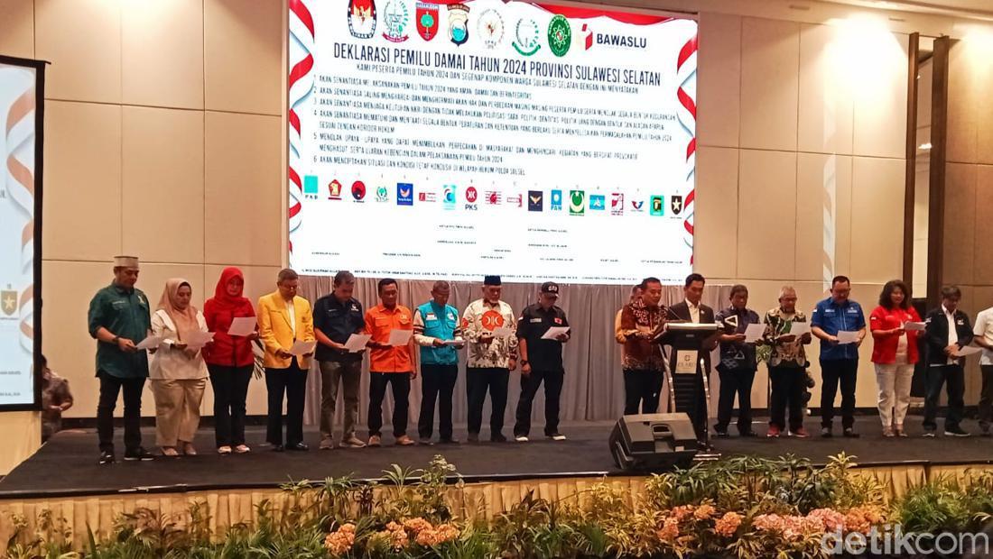 18 Partai Politik Peserta Pemilu 2024 Di Sulsel Ikrarkan Deklarasi Damai