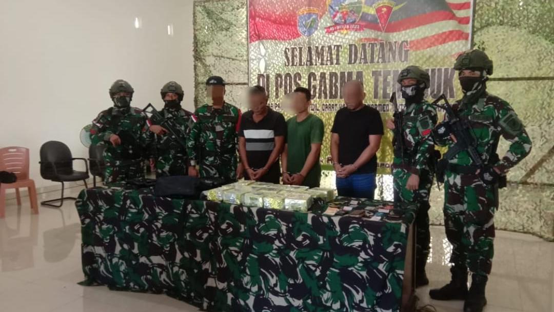 TNI Gagalkan Penyelundupan 15 Kg Sabu Asal Malaysia, 3 Pelaku Ditangkap