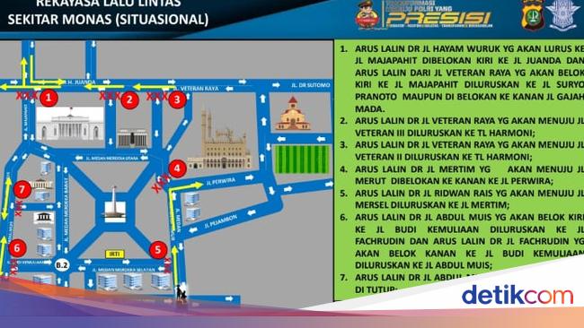 Traffic Closures and Police Deployment for Munajat 212 at Monas, Jakarta – December 2, 2023