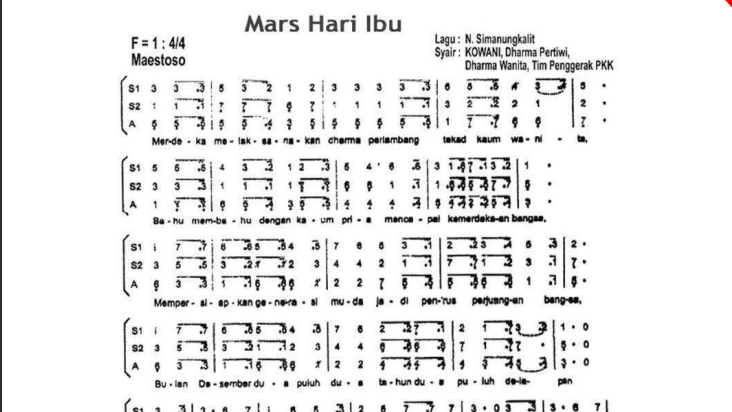 Lirik Mars Hari Ibu Yang Dinyanyikan Saat Upacara Tanggal 22 Desember