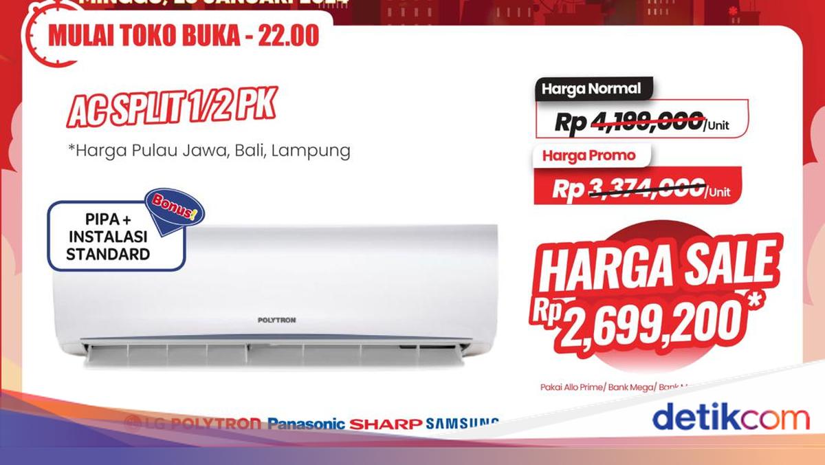 AC Split 1/2 PK Transmart Full Day Sale Diskon Sampai Rp 1,5 juta