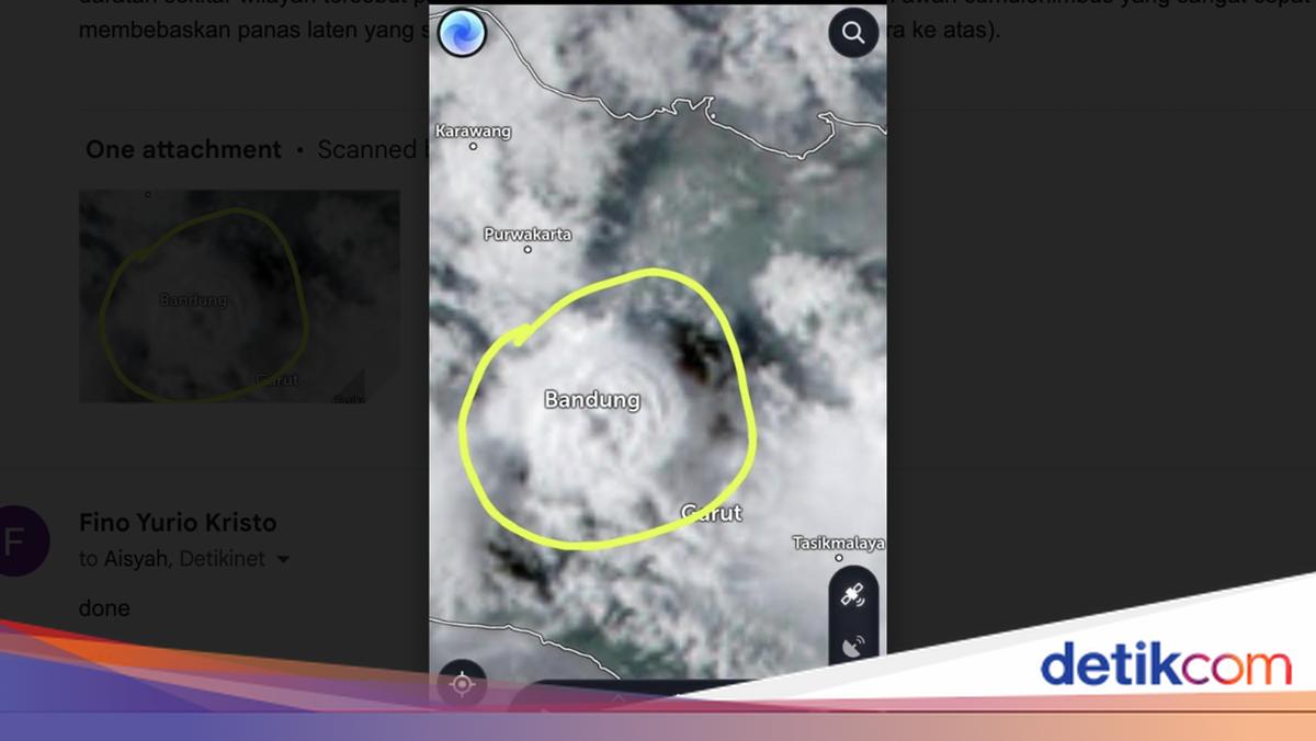Small Tornado di Rancaekek Dilihat dari Satelit, Ngeri Euy