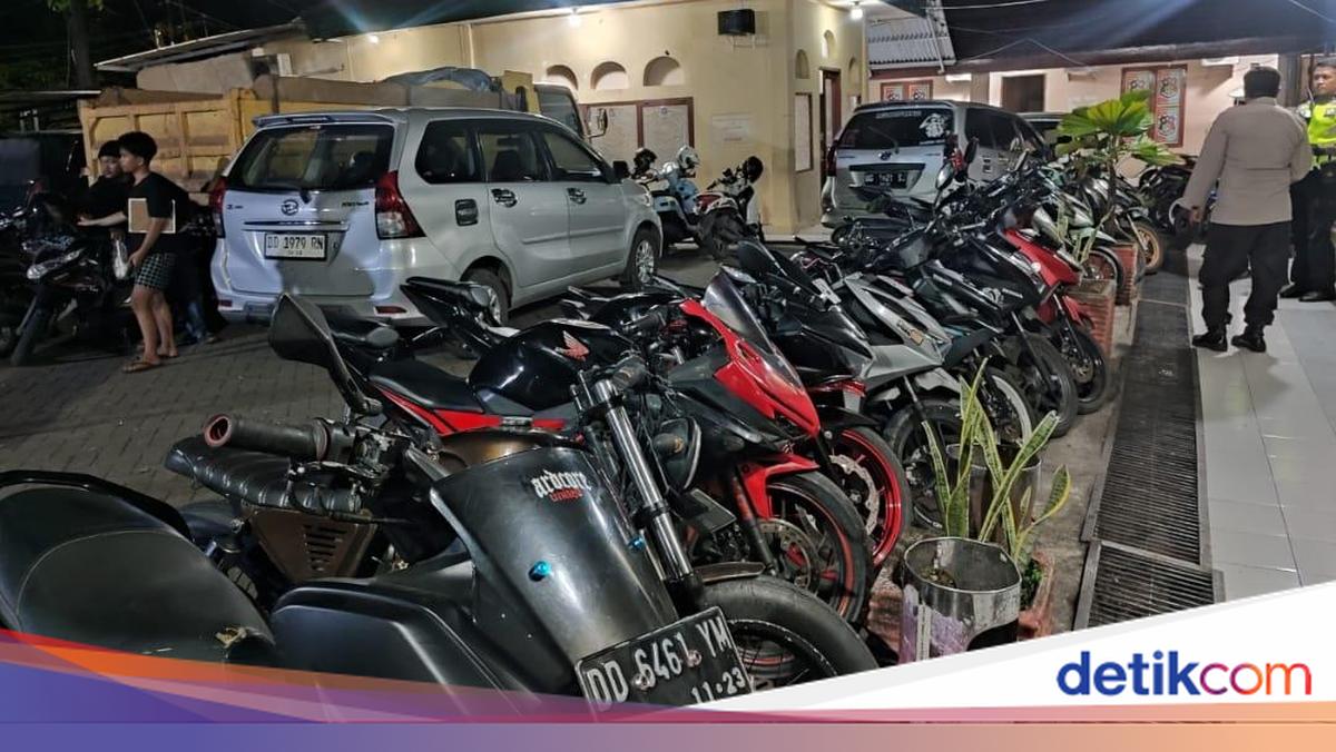 Api Razia Polsek Tamalanrea Makassar Razia Knalpot Brong di BTP, Amankan 16 Motor