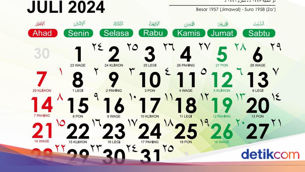 Daftar Hari Libur Bulan Juli 2024, Lengkap Tanggal Merah hingga Cuti ...
