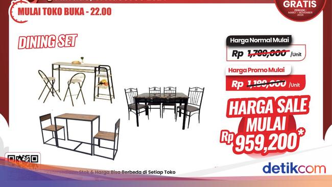Wow! Satu Set Meja Makan di Transmart Full Day Sale Cuma Rp 900 Ribuan