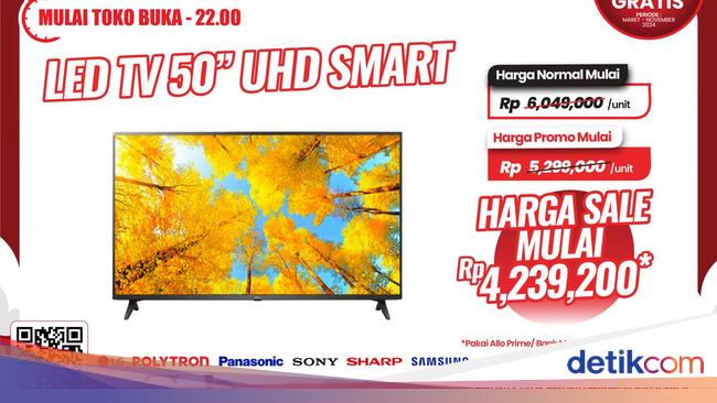 Beli TV LED 50-65 Inch di Transmart Kasih Potongan Gede, Cuma Rp 4 Jutaan