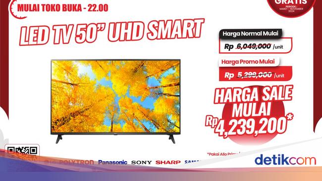 Beli TV LED 50-65 Inch di Transmart Kasih Potongan Gede, Cuma Rp 4 Jutaan