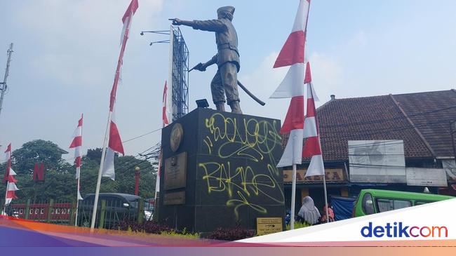 Miris Patung Pahlawan di Bogor Jadi Sasaran Coret-coretan