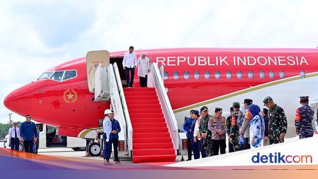 Jokowi Tiba di Bandara IKN Pakai Pesawat Berbadan Lebar