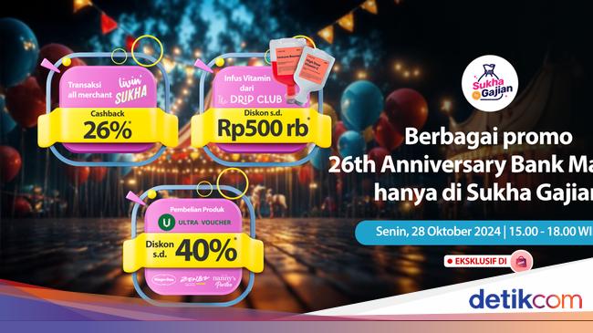 Gajian Seru, Raih Diskon sampai Rp 500 Ribu-Cashback 26% di Sukha Gajian